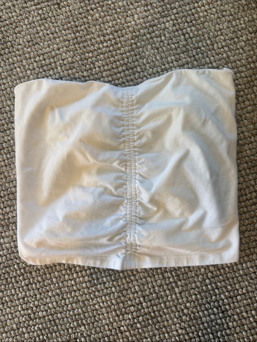 White Kids Stretch Tube Top with Ruched Center
